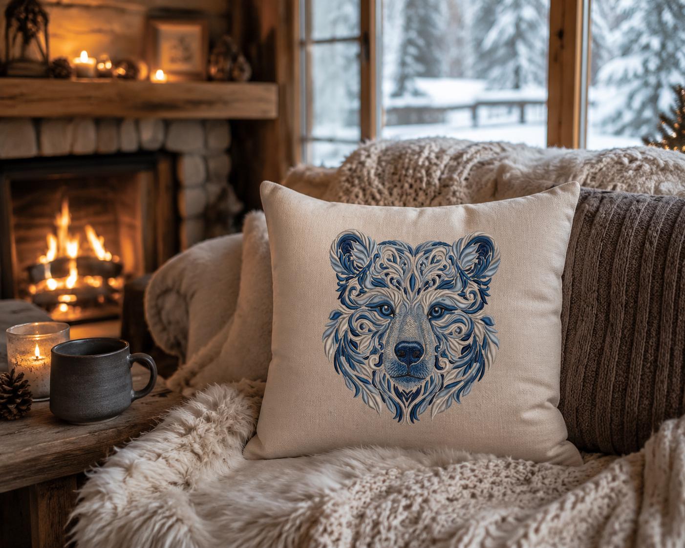 Winter Bear Embroidery Machine File, Wildlife-Inspired Design for Apparel, Home Decor, and Holiday Gift Projects, Bear Embroidery PES DST